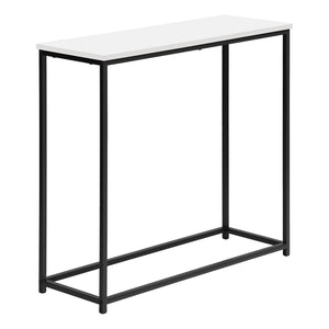 I 2252 - Table D'appoint, Console, Entrée, Étroit, Sofa, Salon, Chambre À Coucher, Laminé Blanc, Métal Noir, Contemporain, Moderne - Simple Boutique