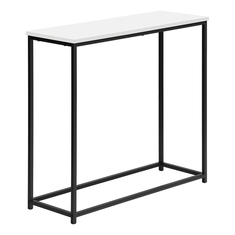 I 2252 - Table D'appoint, Console, Entrée, Étroit, Sofa, Salon, Chambre À Coucher, Laminé Blanc, Métal Noir, Contemporain, Moderne - Simple Boutique
