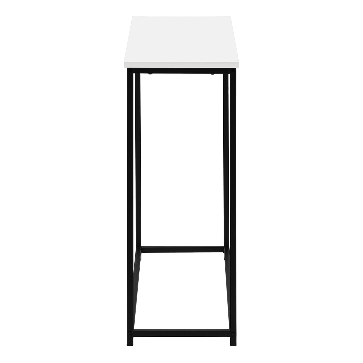 I 2252 - Table D'appoint, Console, Entrée, Étroit, Sofa, Salon, Chambre À Coucher, Laminé Blanc, Métal Noir, Contemporain, Moderne - Simple Boutique