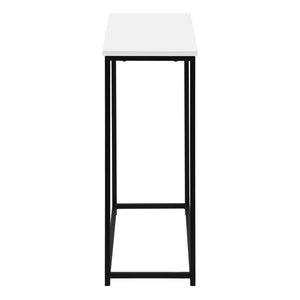 I 2252 - Table D'appoint, Console, Entrée, Étroit, Sofa, Salon, Chambre À Coucher, Laminé Blanc, Métal Noir, Contemporain, Moderne - Simple Boutique