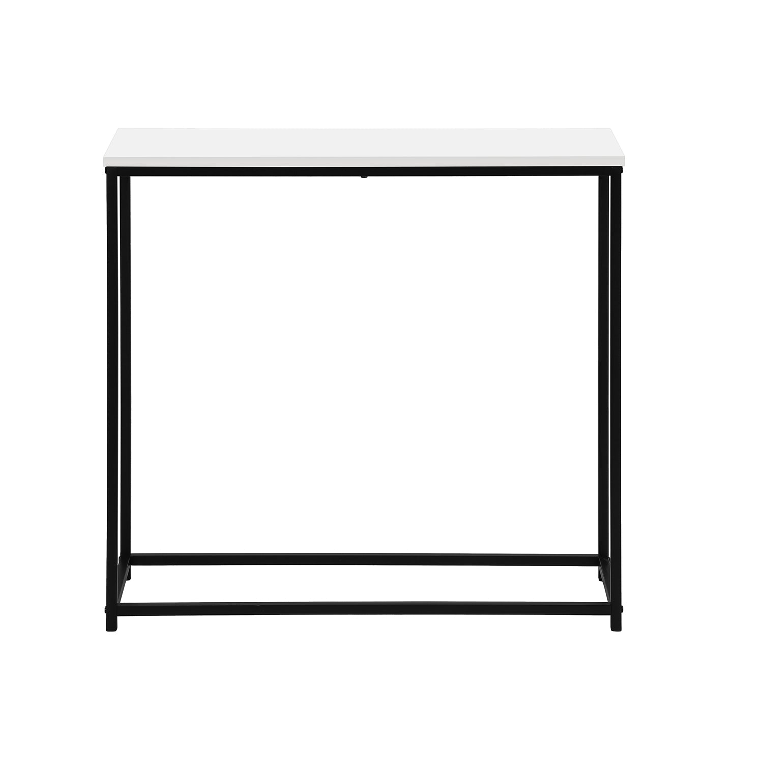 I 2252 - Table D'appoint, Console, Entrée, Étroit, Sofa, Salon, Chambre À Coucher, Laminé Blanc, Métal Noir, Contemporain, Moderne - Simple Boutique