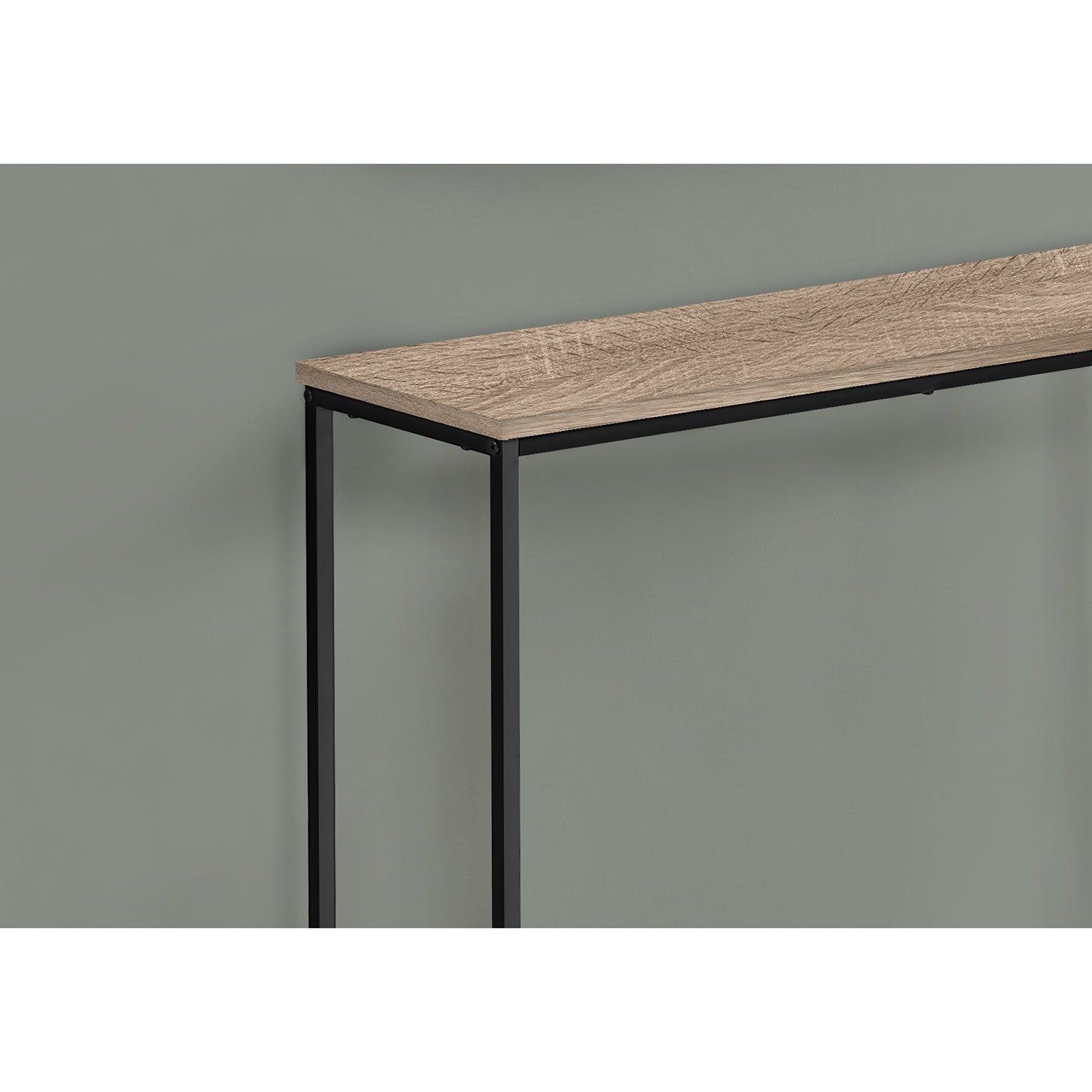 I 2253 - Table D'appoint, Console, Entrée, Étroit, Sofa, Salon, Chambre À Coucher, Laminé Brun, Métal Noir, Contemporain, Moderne - Simple Boutique