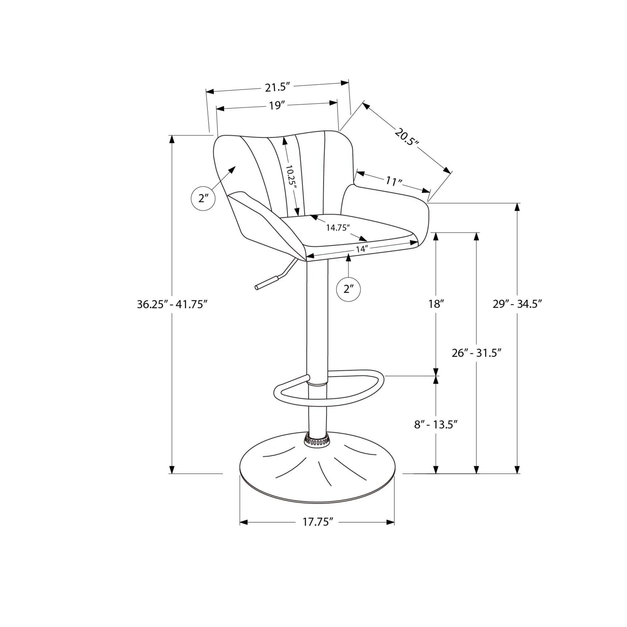 I 2329 - Tabouret De Bar, Ensemble De 2, Pivotant, Réglable, Hauteur Bar, Hauteur Du Comptoir, Cuisine, Aspect Cuir Marron, Métal Noir, Contemporain, Moderne - Simple Boutique