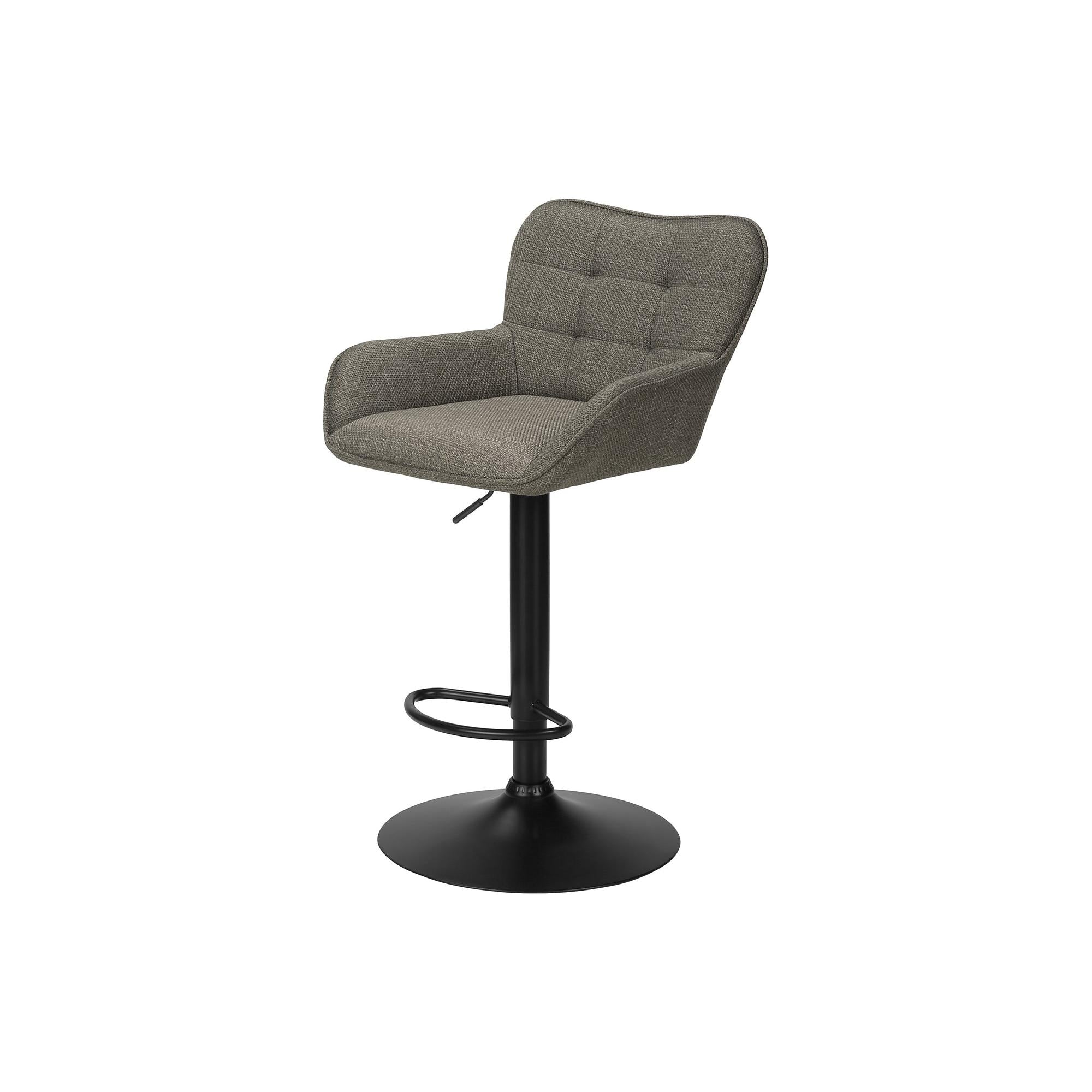 I 2331 - Tabouret De Bar, Ensemble De 2, Réglable, Pivotant, Hauteur Bar, Hauteur Du Comptoir, Cuisine, Tissu Taupe, Métal Noir, Contemporain, Moderne - Simple Boutique