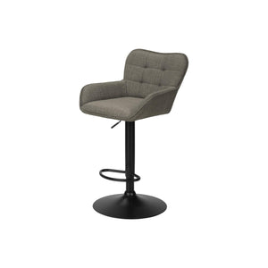 I 2331 - Tabouret De Bar, Ensemble De 2, Réglable, Pivotant, Hauteur Bar, Hauteur Du Comptoir, Cuisine, Tissu Taupe, Métal Noir, Contemporain, Moderne - Simple Boutique
