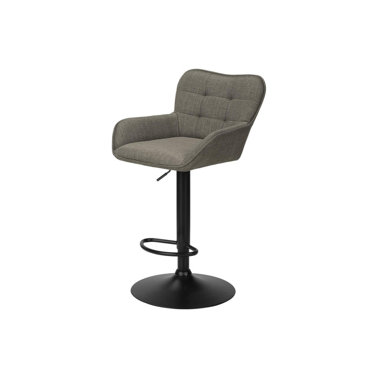 I 2331 - Tabouret De Bar, Ensemble De 2, Réglable, Pivotant, Hauteur Bar, Hauteur Du Comptoir, Cuisine, Tissu Taupe, Métal Noir, Contemporain, Moderne - Simple Boutique