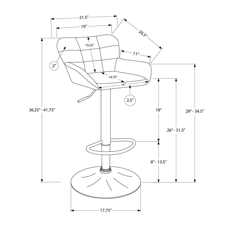 I 2331 - Tabouret De Bar, Ensemble De 2, Réglable, Pivotant, Hauteur Bar, Hauteur Du Comptoir, Cuisine, Tissu Taupe, Métal Noir, Contemporain, Moderne - Simple Boutique