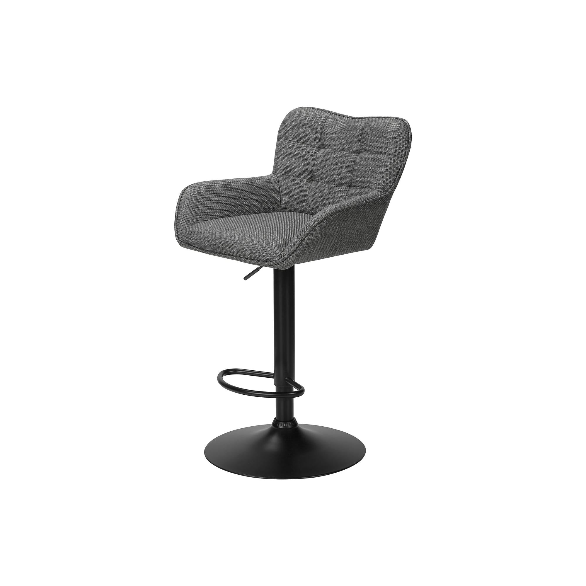 I 2333 - Tabouret De Bar, Ensemble De 2, Réglable, Pivotant, Hauteur Bar, Hauteur Du Comptoir, Cuisine, Tissu Gris, Métal Noir, Contemporain, Moderne - Simple Boutique