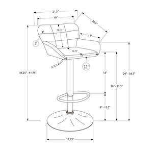 I 2333 - Tabouret De Bar, Ensemble De 2, Réglable, Pivotant, Hauteur Bar, Hauteur Du Comptoir, Cuisine, Tissu Gris, Métal Noir, Contemporain, Moderne - Simple Boutique