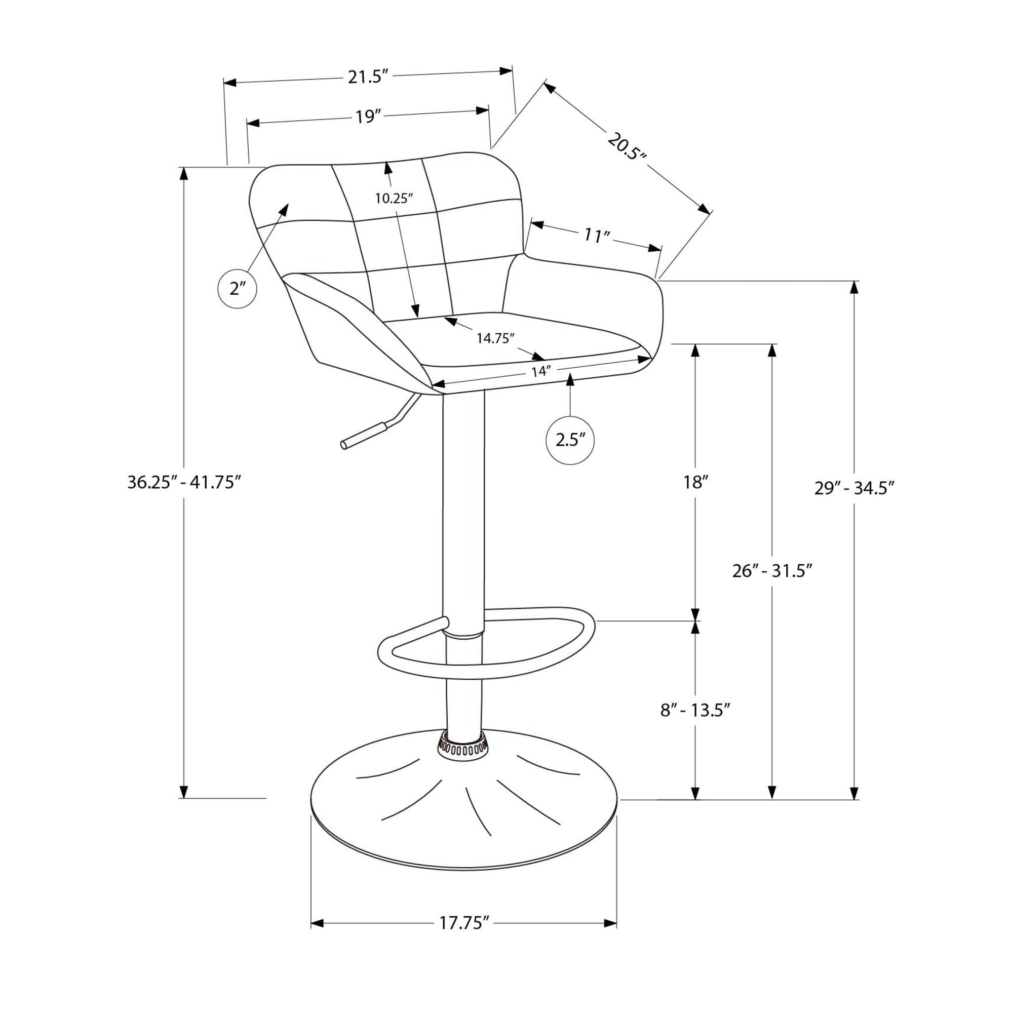 I 2334 - Tabouret De Bar, Ensemble De 2, Réglable, Pivotant, Hauteur Bar, Hauteur Du Comptoir, Cuisine, Tissu Noir, Métal Noir, Contemporain, Moderne - Simple Boutique