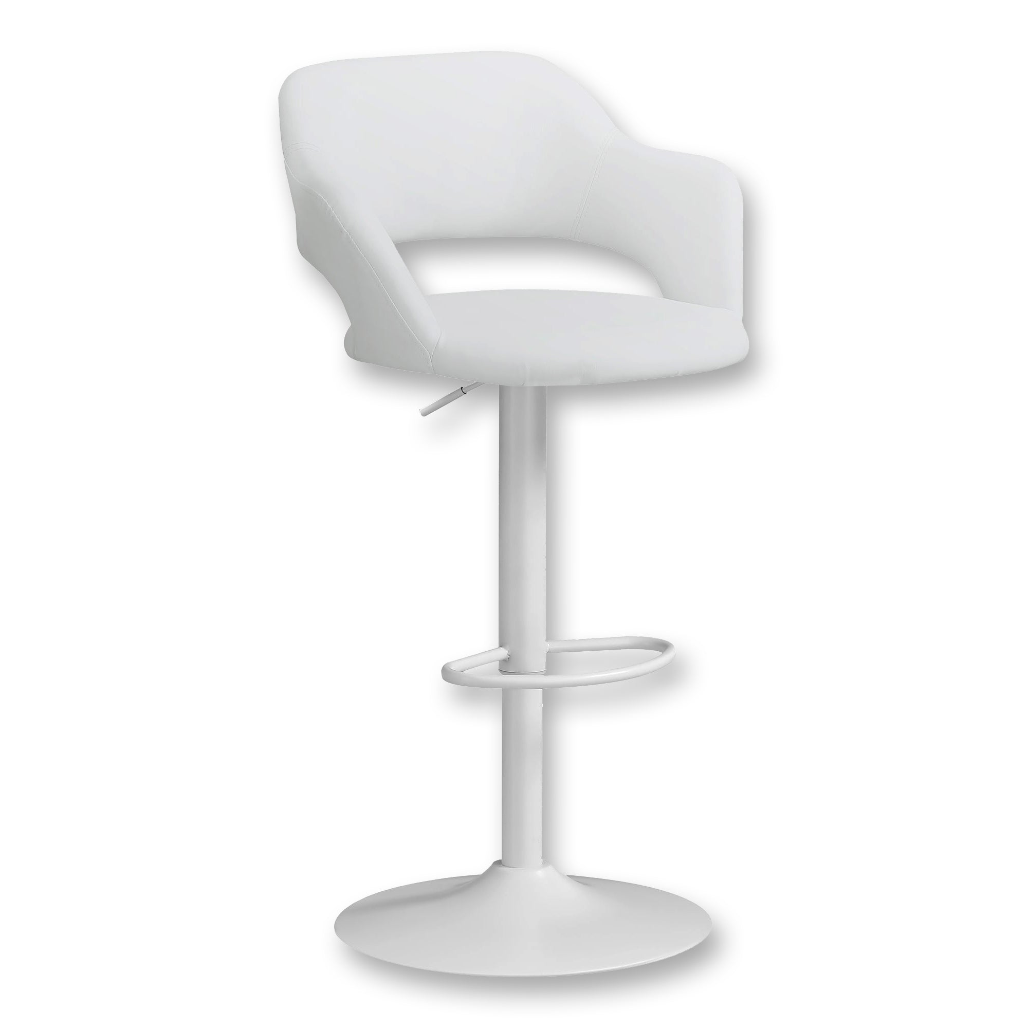 I 2382 Tabouret De Bar, Pivotant, Hauteur Bar, Ajustable, Métal, Pu D'aspect Cuir, Blanc, Contemporain, Moderne - Simple Boutique