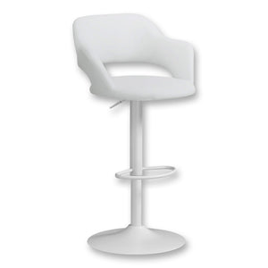 I 2382 Tabouret De Bar, Pivotant, Hauteur Bar, Ajustable, Métal, Pu D'aspect Cuir, Blanc, Contemporain, Moderne - Simple Boutique