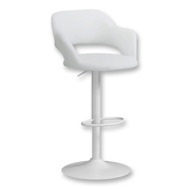 I 2382 Tabouret De Bar, Pivotant, Hauteur Bar, Ajustable, Métal, Pu D'aspect Cuir, Blanc, Contemporain, Moderne - Simple Boutique