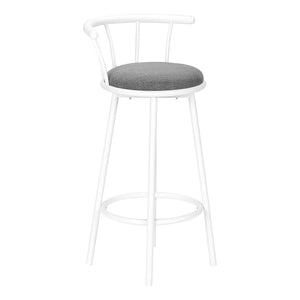 I 2397 - Tabouret De Bar, Lot De 2, Pivotant, Hauteur Bar, Métal Blanc, Look En Cuir Gris, Contemporain, Moderne - Simple Boutique