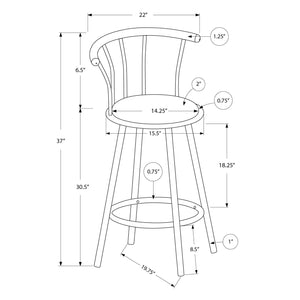 I 2397 - Tabouret De Bar, Lot De 2, Pivotant, Hauteur Bar, Métal Blanc, Look En Cuir Gris, Contemporain, Moderne - Simple Boutique
