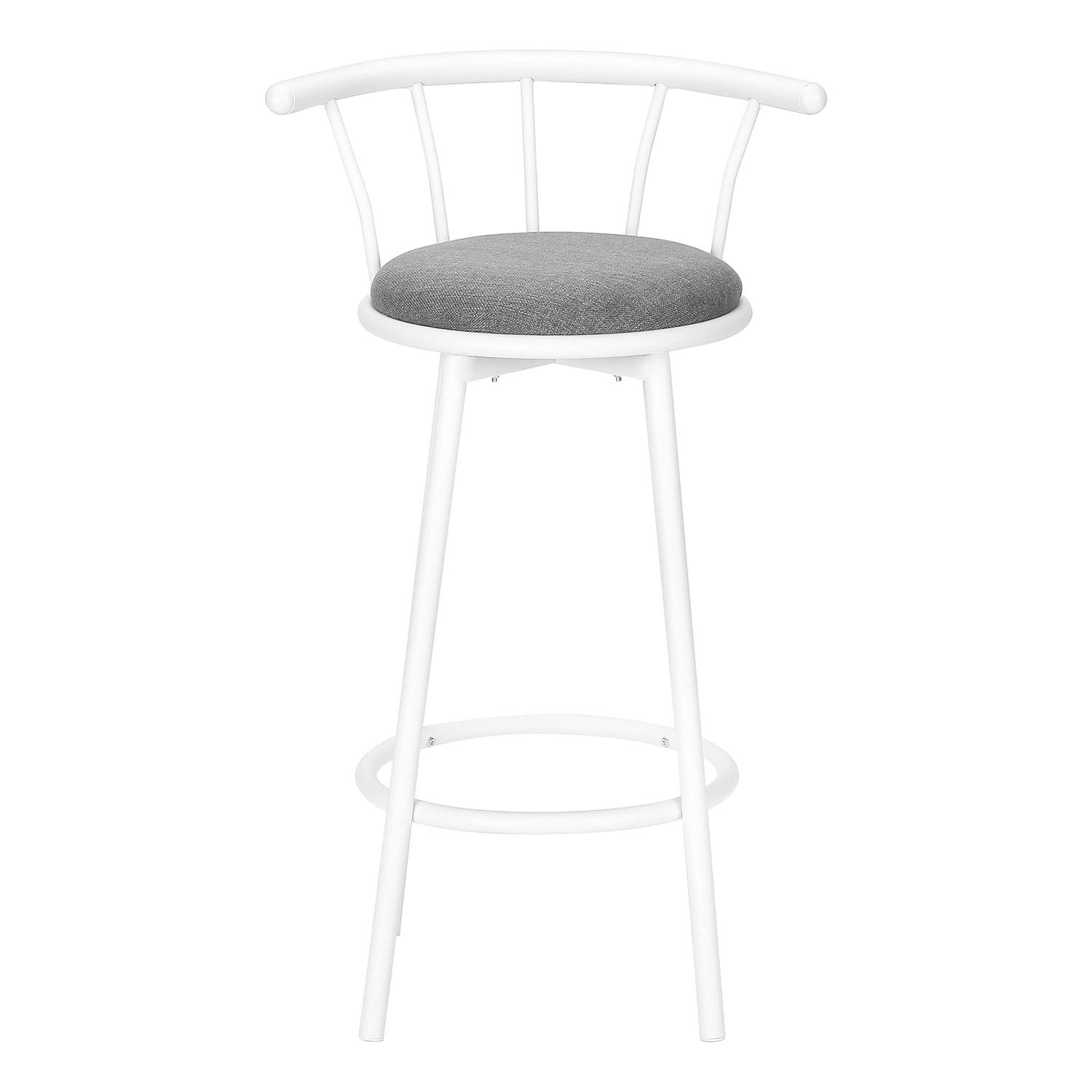 I 2397 - Tabouret De Bar, Lot De 2, Pivotant, Hauteur Bar, Métal Blanc, Look En Cuir Gris, Contemporain, Moderne - Simple Boutique