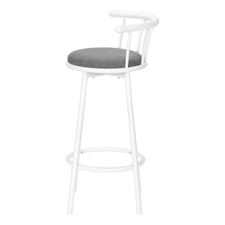I 2397 - Tabouret De Bar, Lot De 2, Pivotant, Hauteur Bar, Métal Blanc, Look En Cuir Gris, Contemporain, Moderne - Simple Boutique