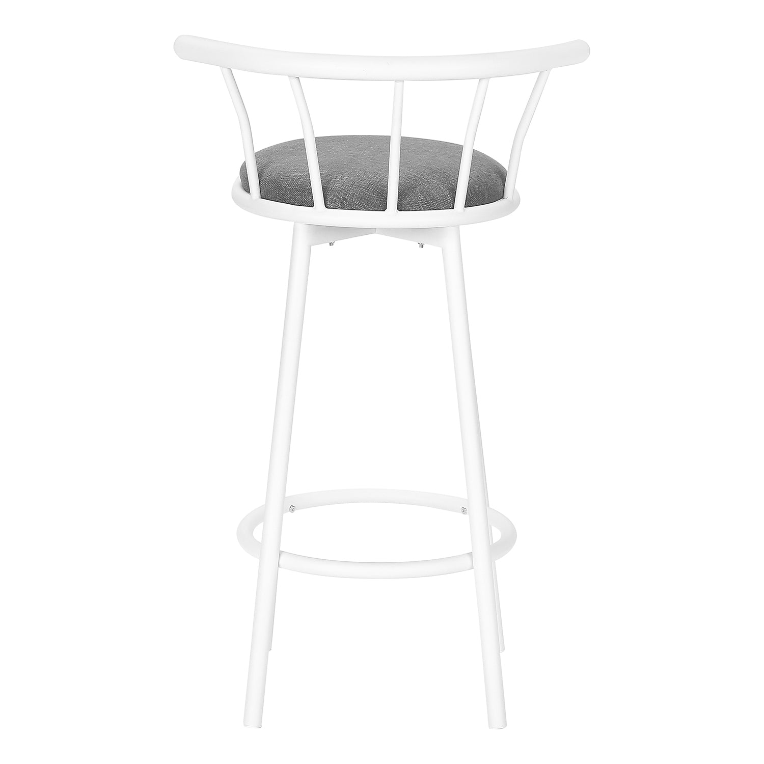I 2397 - Tabouret De Bar, Lot De 2, Pivotant, Hauteur Bar, Métal Blanc, Look En Cuir Gris, Contemporain, Moderne - Simple Boutique