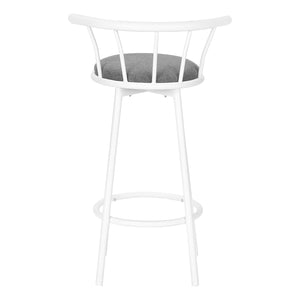 I 2397 - Tabouret De Bar, Lot De 2, Pivotant, Hauteur Bar, Métal Blanc, Look En Cuir Gris, Contemporain, Moderne - Simple Boutique