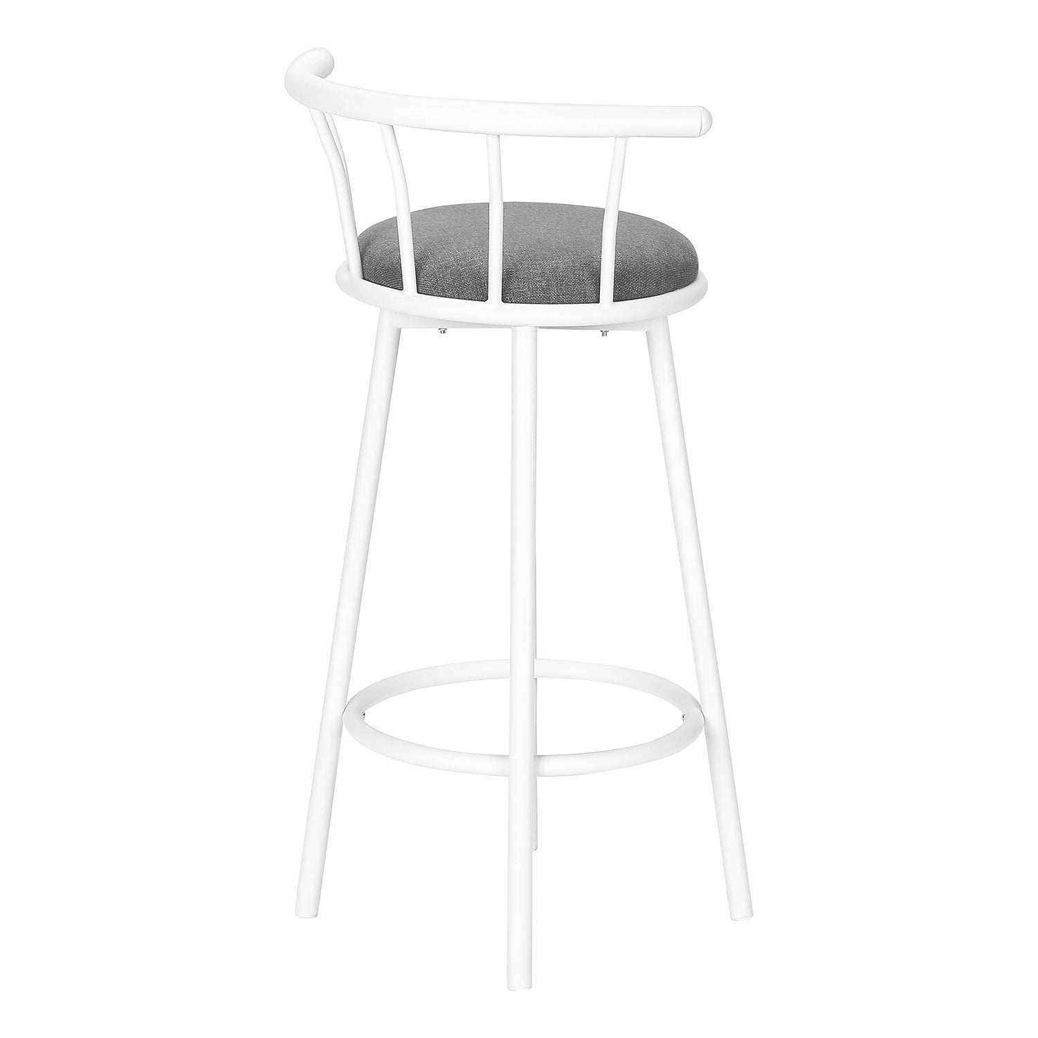 I 2397 - Tabouret De Bar, Lot De 2, Pivotant, Hauteur Bar, Métal Blanc, Look En Cuir Gris, Contemporain, Moderne - Simple Boutique