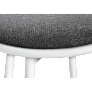 I 2397 - Tabouret De Bar, Lot De 2, Pivotant, Hauteur Bar, Métal Blanc, Look En Cuir Gris, Contemporain, Moderne - Simple Boutique