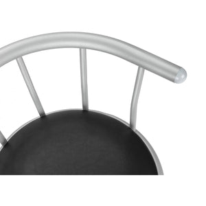 I 2399 - Tabouret De Bar, Lot De 2, Pivotant, Hauteur Bar, Métal Gris, Apparence De Cuir Noir, Contemporain, Moderne - Simple Boutique