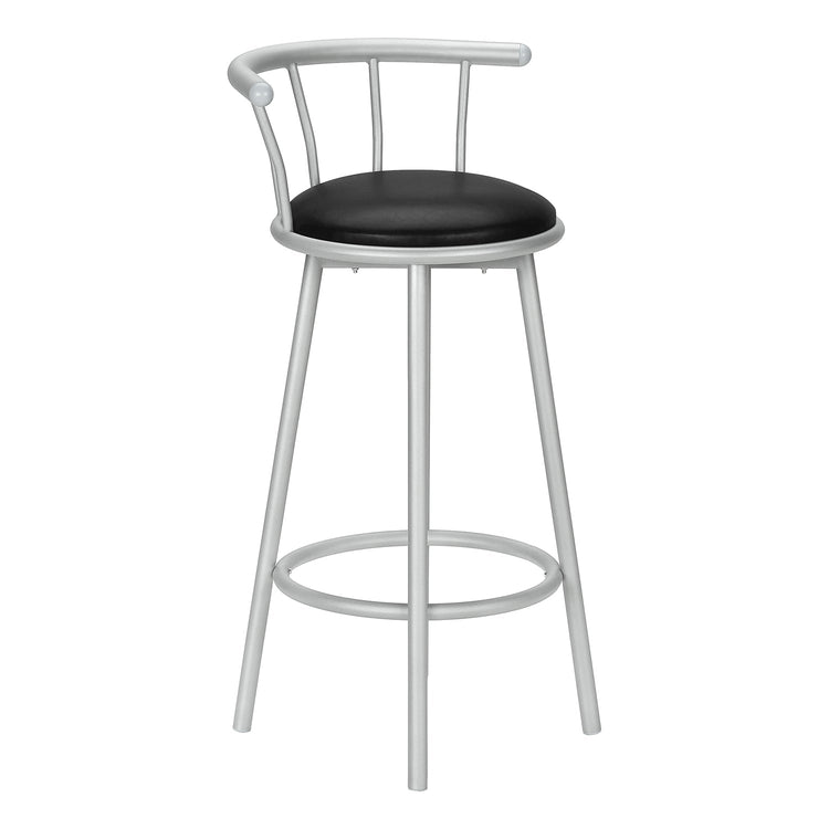 I 2399 - Tabouret De Bar, Lot De 2, Pivotant, Hauteur Bar, Métal Gris, Apparence De Cuir Noir, Contemporain, Moderne - Simple Boutique