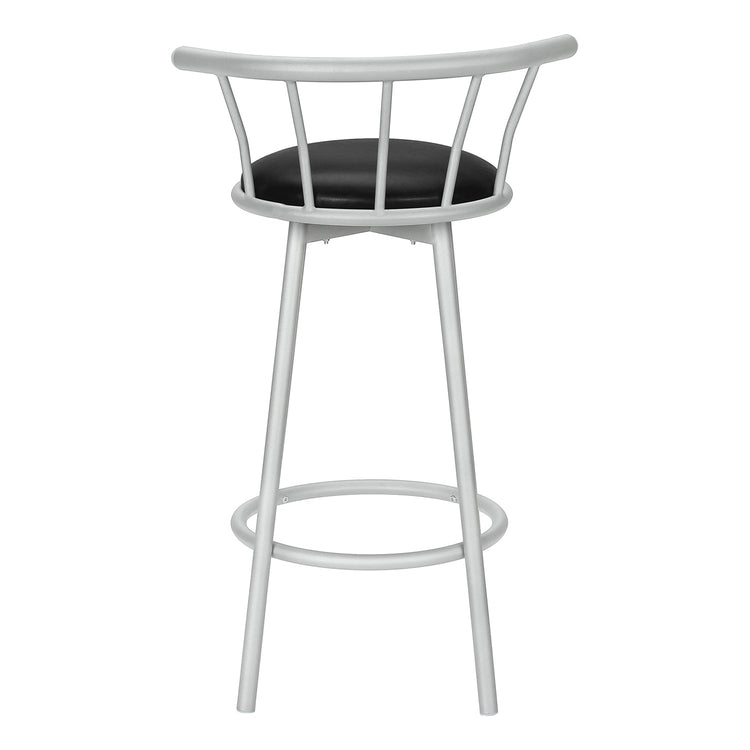 I 2399 - Tabouret De Bar, Lot De 2, Pivotant, Hauteur Bar, Métal Gris, Apparence De Cuir Noir, Contemporain, Moderne - Simple Boutique