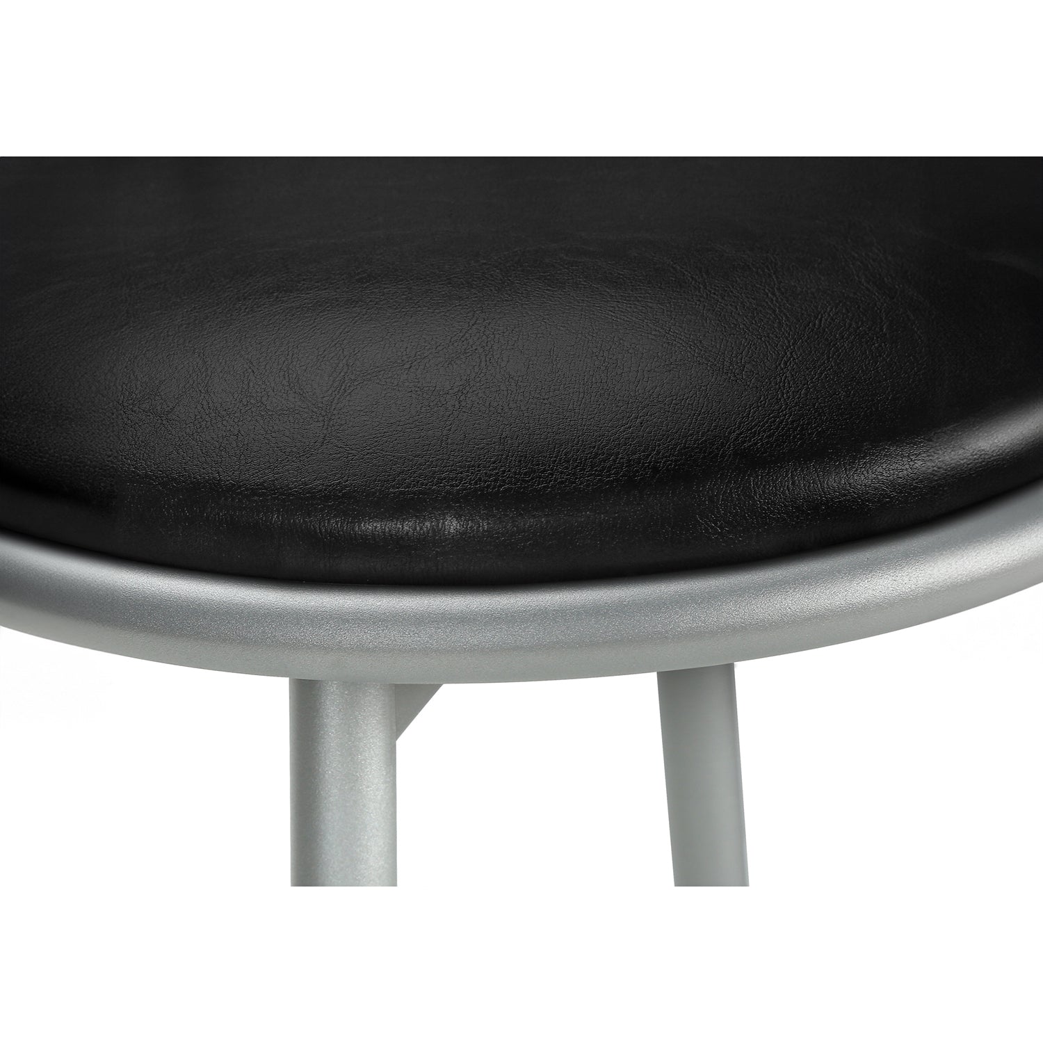I 2399 - Tabouret De Bar, Lot De 2, Pivotant, Hauteur Bar, Métal Gris, Apparence De Cuir Noir, Contemporain, Moderne - Simple Boutique