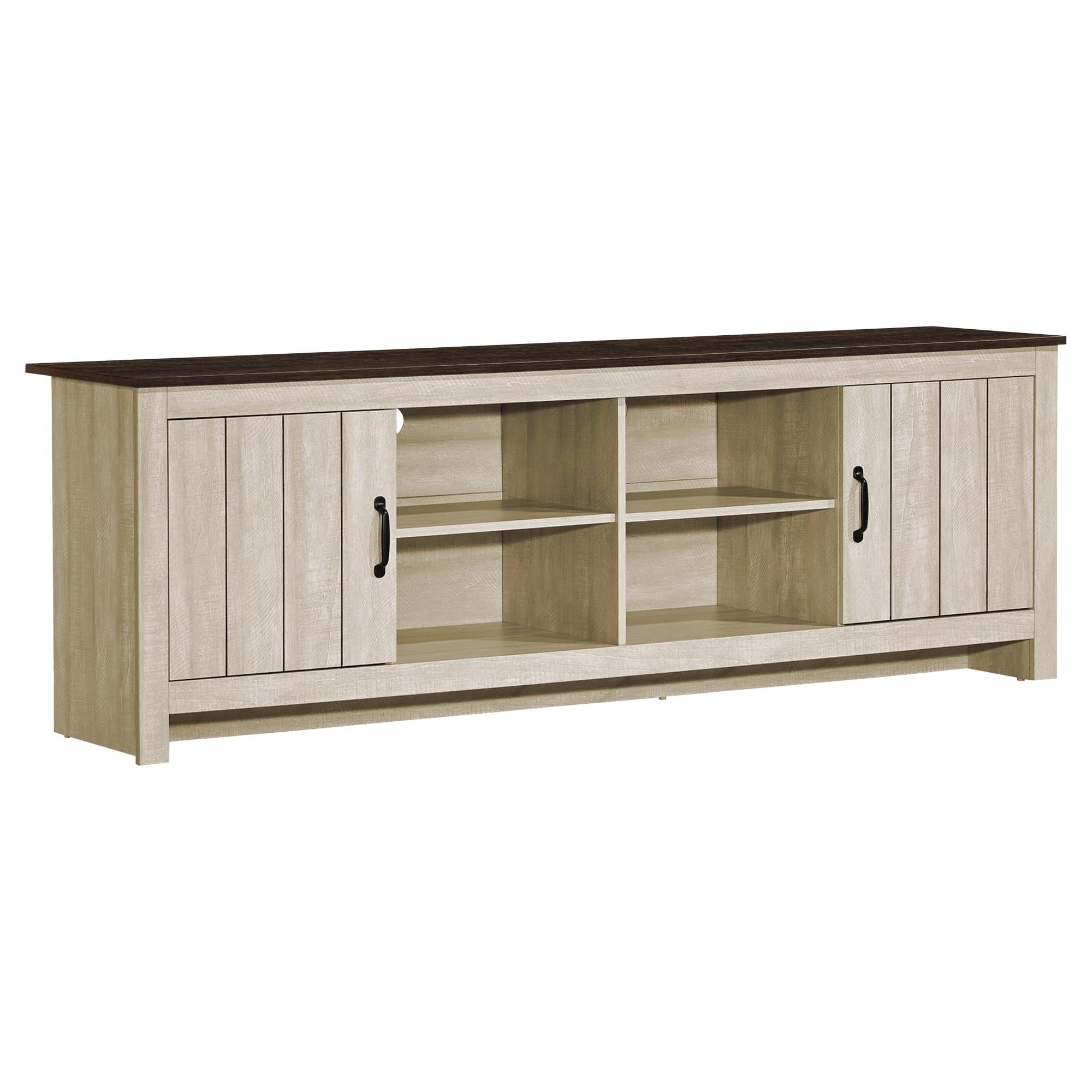I 2507 - Meuble Tv, 72 Pouces, Console, Centre De Divertissement Média, Armoire De Rangement, Salon, Stratifié Beige, Stratifié Chêne Brun, Contemporain - Simple Boutique