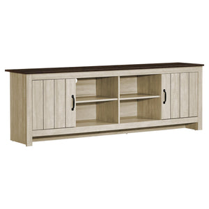 I 2507 - Meuble Tv, 72 Pouces, Console, Centre De Divertissement Média, Armoire De Rangement, Salon, Stratifié Beige, Stratifié Chêne Brun, Contemporain - Simple Boutique