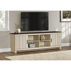 I 2507 - Meuble Tv, 72 Pouces, Console, Centre De Divertissement Média, Armoire De Rangement, Salon, Stratifié Beige, Stratifié Chêne Brun, Contemporain - Simple Boutique