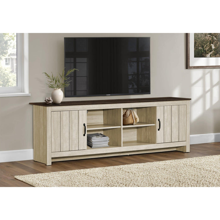 I 2507 - Meuble Tv, 72 Pouces, Console, Centre De Divertissement Média, Armoire De Rangement, Salon, Stratifié Beige, Stratifié Chêne Brun, Contemporain - Simple Boutique