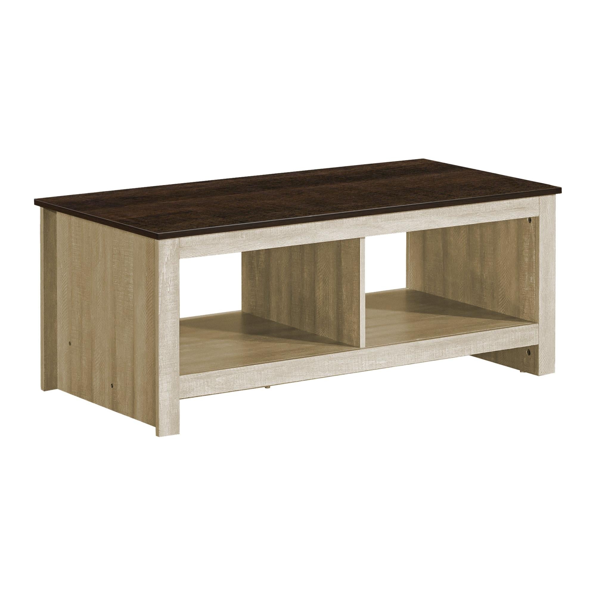 I 2508 - Table De Salon, 44''L, Cocktail, Accent, Rangement, Rectangulaire, Salon, Stratifié Chêne Beige, Stratifié Chêne Brun Foncé, Contemporain - Simple Boutique