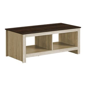 I 2508 - Table De Salon, 44''L, Cocktail, Accent, Rangement, Rectangulaire, Salon, Stratifié Chêne Beige, Stratifié Chêne Brun Foncé, Contemporain - Simple Boutique