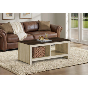 I 2508 - Table De Salon, 44''L, Cocktail, Accent, Rangement, Rectangulaire, Salon, Stratifié Chêne Beige, Stratifié Chêne Brun Foncé, Contemporain - Simple Boutique