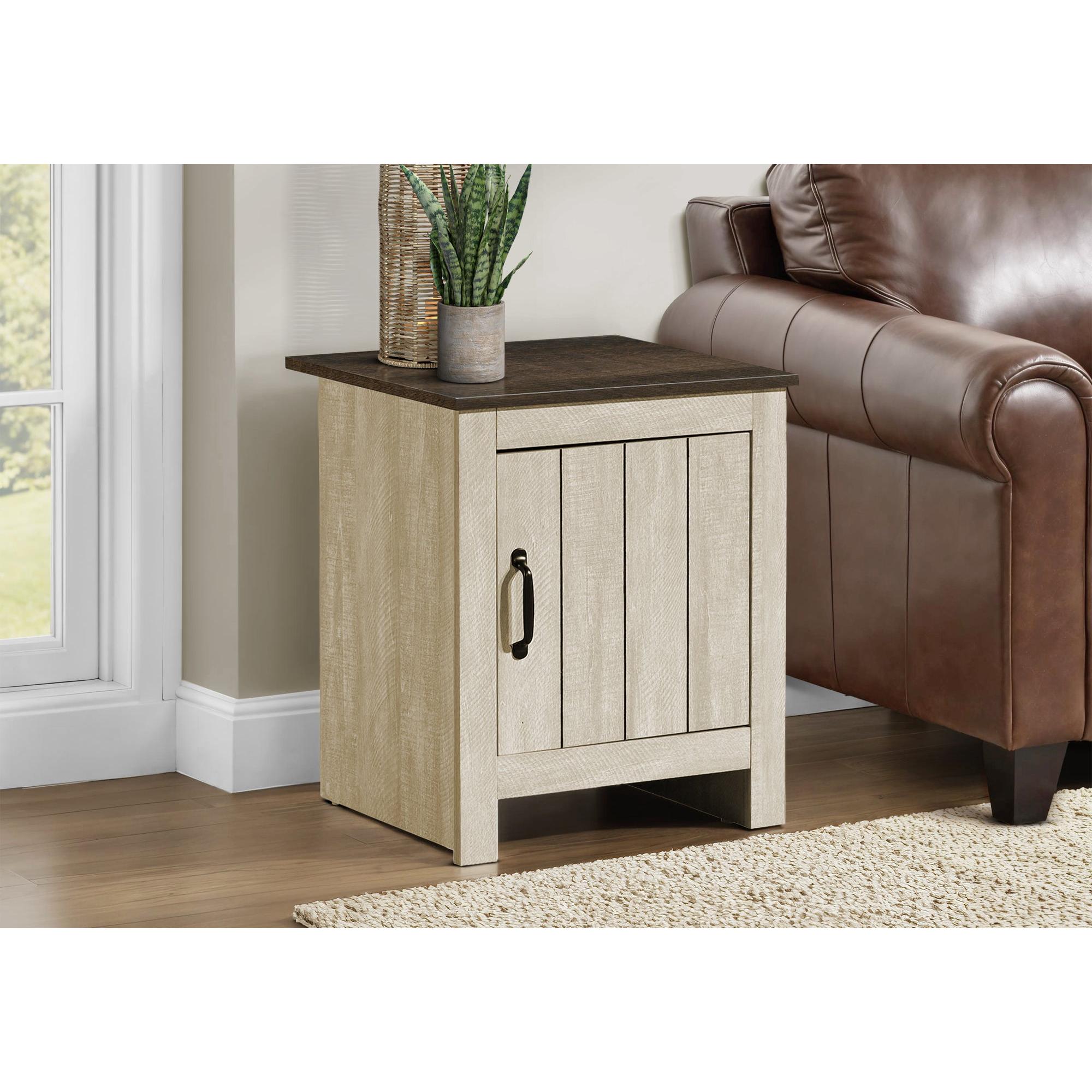 I 2509 - Table D'appoint, 22'' H, Bout, Table D'appoint, Rangement, Table De Nuit, Chambre À Coucher, Salon, Stratifié Beige, Stratifié Chêne Foncé, Contemporain - Simple Boutique