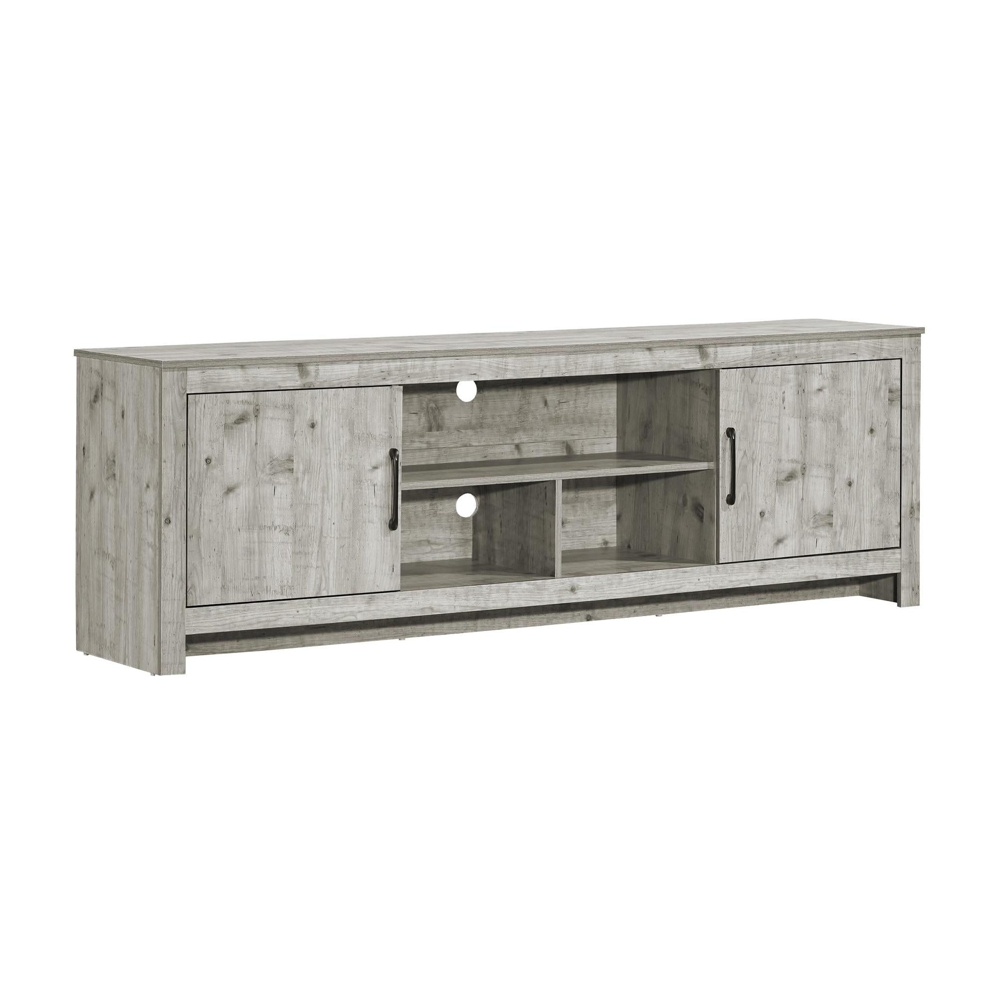 I 2511 - Meuble Tv, 72 Pouces, Console, Centre De Divertissement Média, Armoire De Rangement, Salon, Chambre À Coucher, Stratifié Gris Rustique, Transitionnel - Simple Boutique