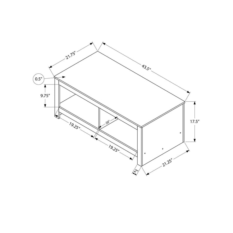 I 2512 - Table De Salon, 44''L, Cocktail, Rectangulaire, Salon, Stratifié Gris Rustique, Transitionnel - Simple Boutique