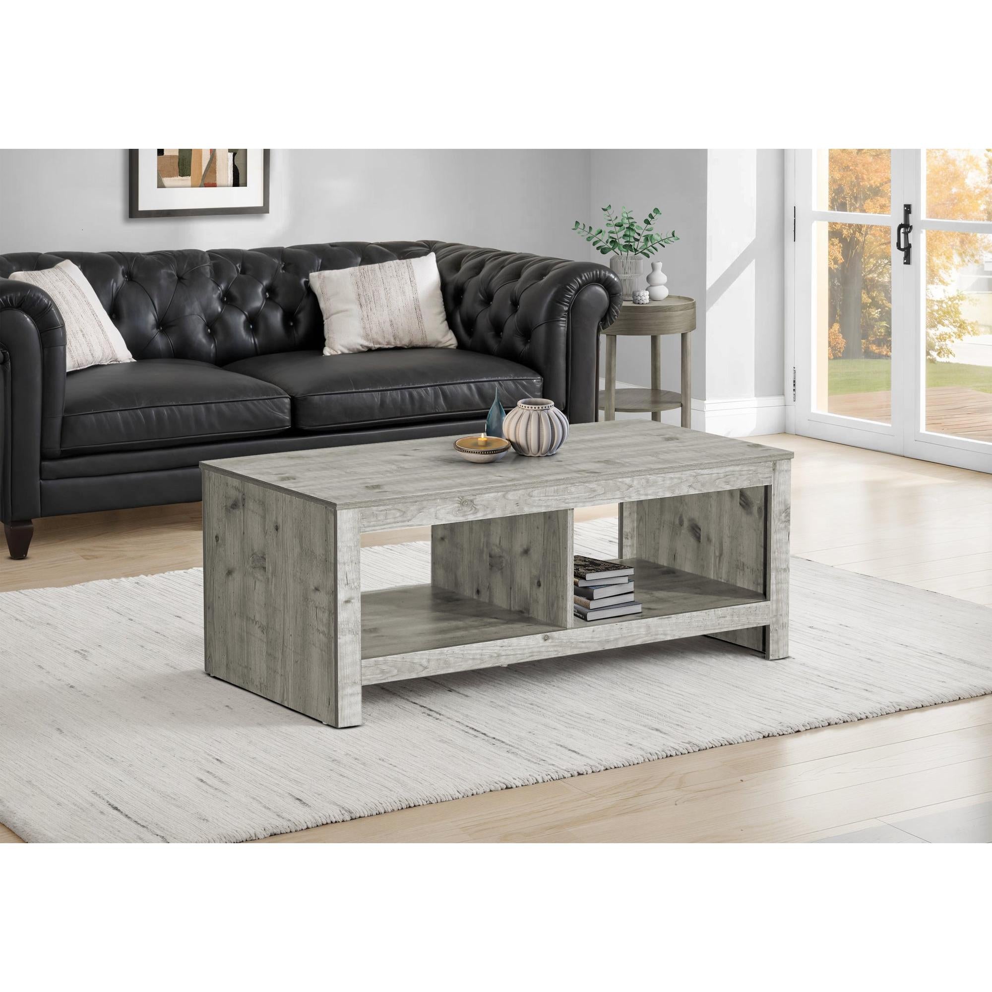 I 2512 - Table De Salon, 44''L, Cocktail, Rectangulaire, Salon, Stratifié Gris Rustique, Transitionnel - Simple Boutique