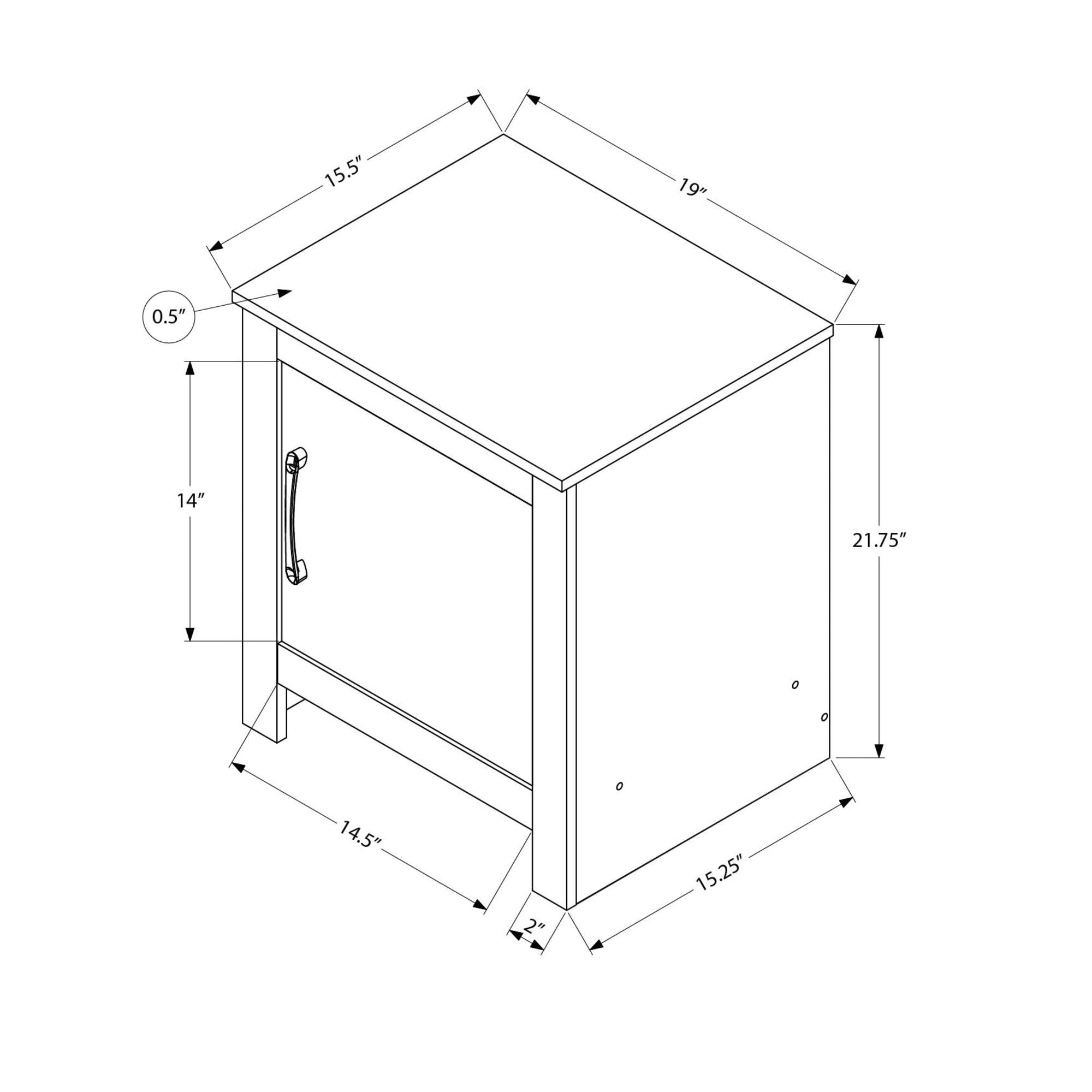 I 2513 - Table D'appoint, 22'' H, Bout, Table D'appoint, Rangement, Coté, Table De Nuit, Salon, Chambre À Coucher, Stratifié Gris Rustique, Transitionnel - Simple Boutique