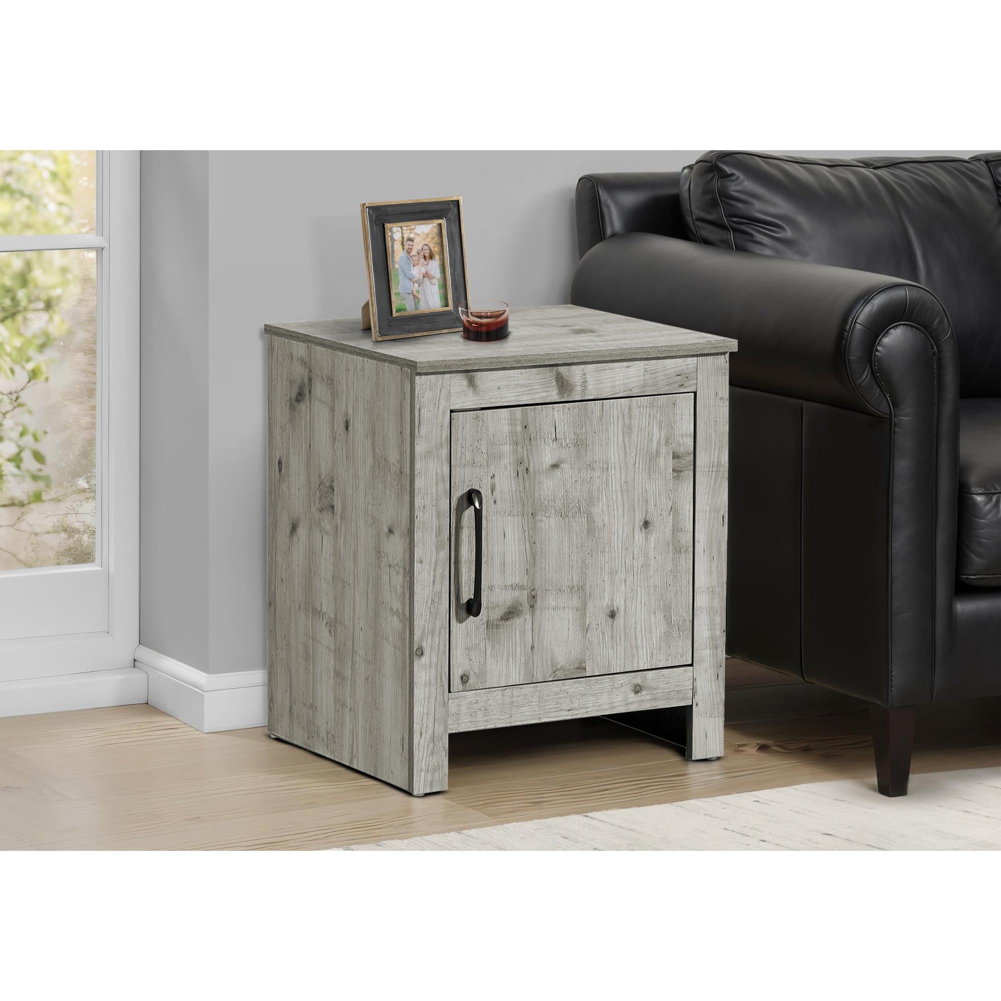 I 2513 - Table D'appoint, 22'' H, Bout, Table D'appoint, Rangement, Coté, Table De Nuit, Salon, Chambre À Coucher, Stratifié Gris Rustique, Transitionnel - Simple Boutique