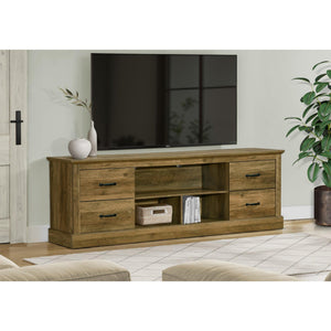 I 2524 - Meuble Tv, 72 Pouces, Console, Tiroirs De Rangement, Centre De Divertissement Média, Salon, Chambre À Coucher, Stratifié Chêne Brun, Transitionnel - Simple Boutique