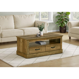 I 2525 - Table De Salon, 42'' L, Cocktail, Rectangulaire, Tiroirs De Rangement, Salon, Accent, Stratifié Chêne Brun Foncé, Transitionnel - Simple Boutique
