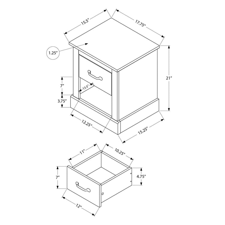 I 2526 - Table D'appoint, 21''H, Bout, Table D'appoint, Tiroir De Rangement, Table De Nuit, Lampe, Salon, Chambre À Coucher, Stratifié Chêne Brun Foncé, Transitionnel - Simple Boutique