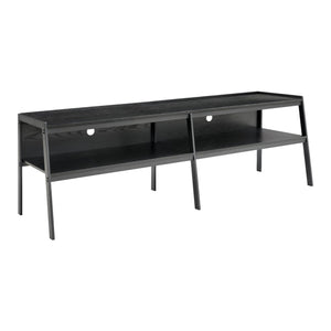 I 2535 - Meuble Tv, 72 Pouces, Console, Centre De Divertissement Média, Salon, Chambre À Coucher, Stratifié Bois Noir, Métal Noir, Contemporain, Moderne - Simple Boutique
