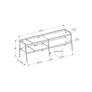 I 2535 - Meuble Tv, 72 Pouces, Console, Centre De Divertissement Média, Salon, Chambre À Coucher, Stratifié Bois Noir, Métal Noir, Contemporain, Moderne - Simple Boutique