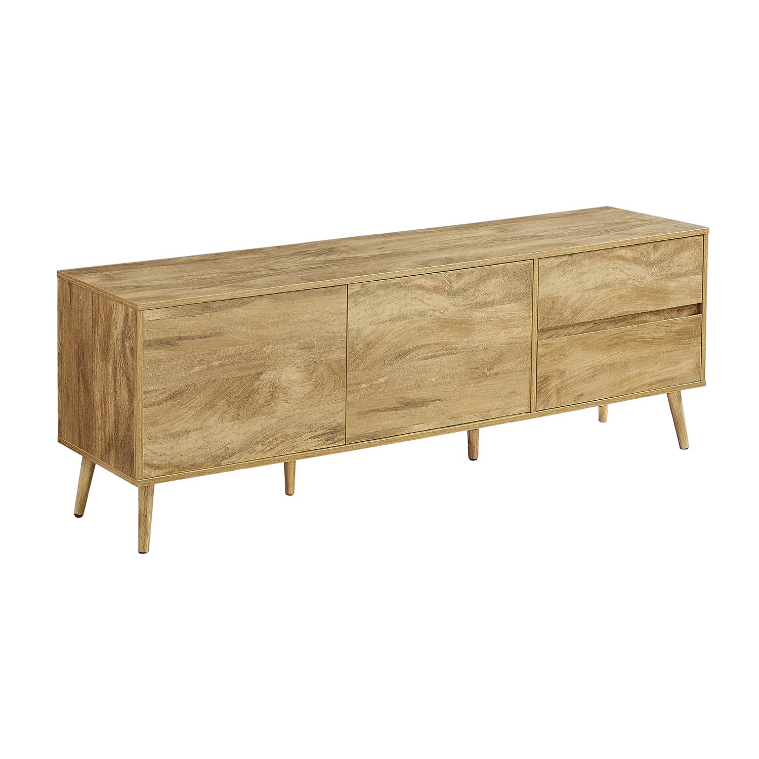 I 2722 - Meuble Tv, 72 Pouces, Console, Centre De Divertissement Média, Tiroirs De Rangement, Armoire De Rangement, Stratifié Noyer, Mid Century - Simple Boutique