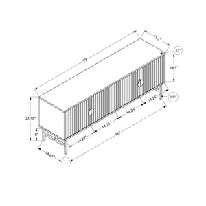 I 2732 - Meuble Tv, 60 Pouces, Console, Centre De Divertissement Média, Unite De Rangement, Salon, Chambre À Coucher, Laminé Noir Et Blanc, Métal Noir, Contemporain, Moderne - Simple Boutique