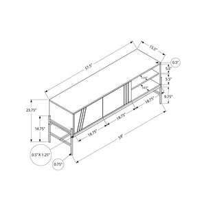 I 2734 - Meuble Tv, 60 Pouces, Console, Centre De Divertissement Média, Unite De Rangement, Salon, Chambre À Coucher, Laminé Noir, Métal Noir, Contemporain, Moderne - Simple Boutique